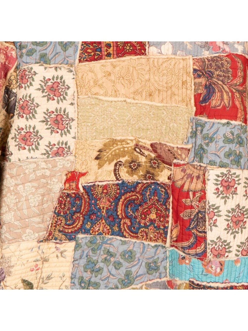 Patchwork Kantha Jacket S Floral Boho Peasant Festival Long Layering Earthy - Picture 6 of 8
